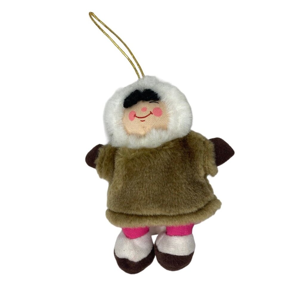 Vintage Ace Alaska Eskimo Plush Ornament 6" Cultural doll